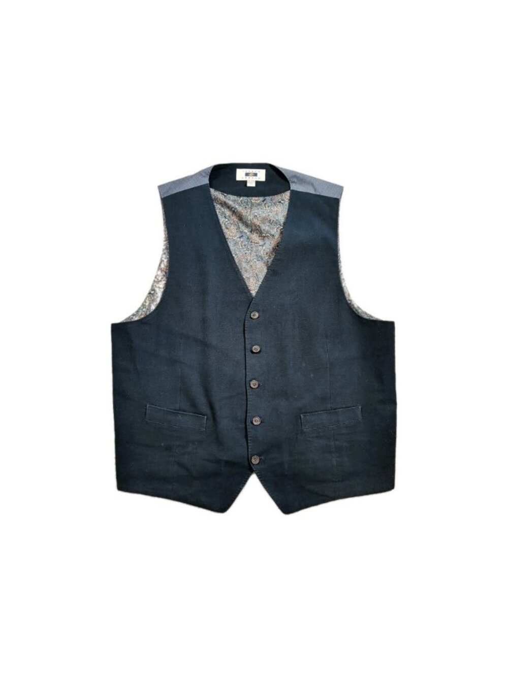 Joseph Abboud Waistcoat Vest Mens XL Blue Textured Floral Suit Formal Dress